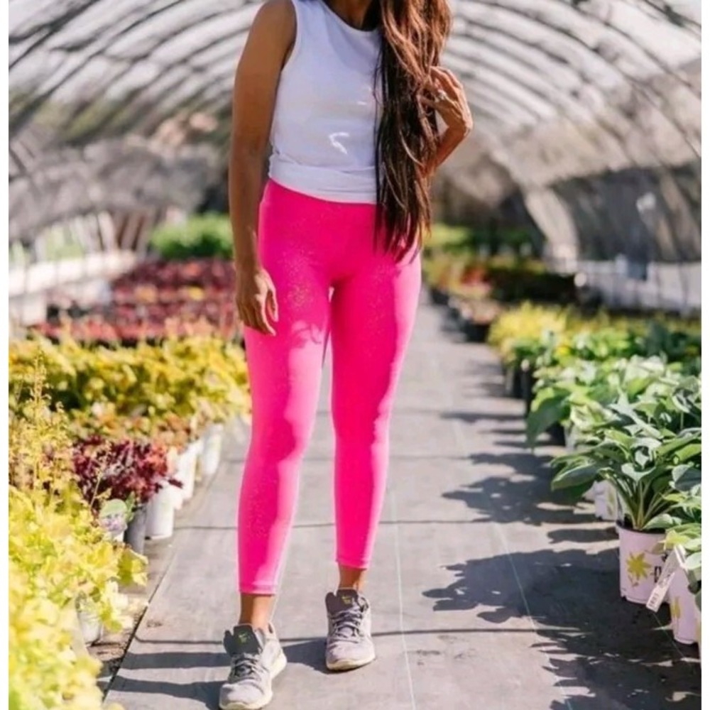 Zyia Women Hot Pink Stay Gold pink cropped Leggings Size 2 A005245